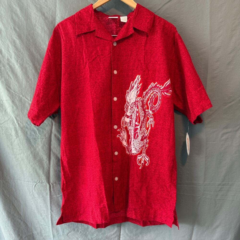 UTILITY Red Dragon Shirt Men Medium Aloha Casual Vintage Look